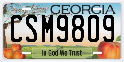 GA license plate CSM9809