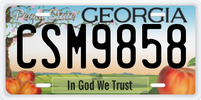 GA license plate CSM9858
