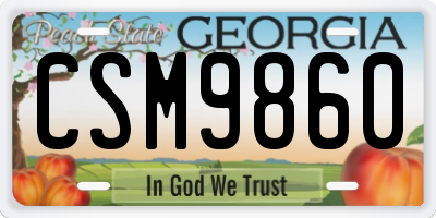 GA license plate CSM9860