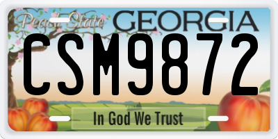 GA license plate CSM9872