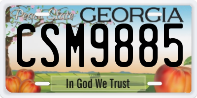 GA license plate CSM9885
