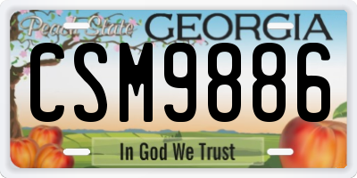 GA license plate CSM9886