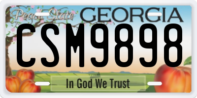GA license plate CSM9898