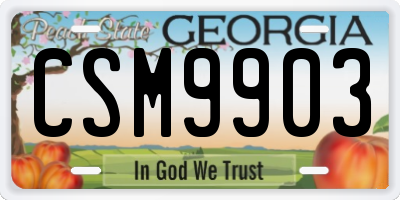 GA license plate CSM9903