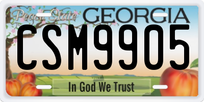 GA license plate CSM9905