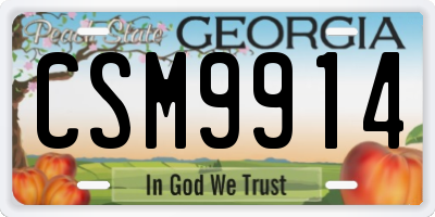 GA license plate CSM9914