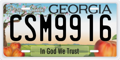 GA license plate CSM9916