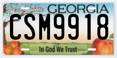 GA license plate CSM9918