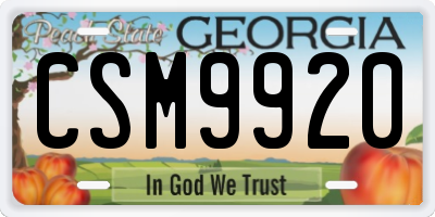 GA license plate CSM9920