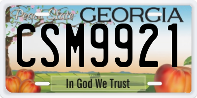 GA license plate CSM9921