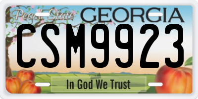 GA license plate CSM9923