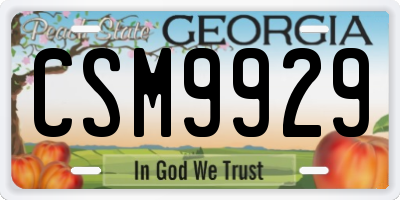GA license plate CSM9929