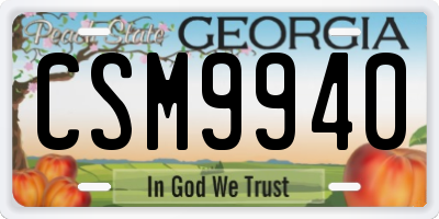 GA license plate CSM9940