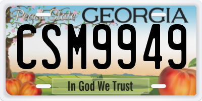 GA license plate CSM9949
