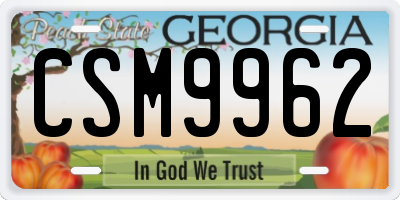 GA license plate CSM9962