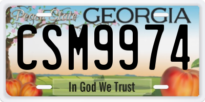 GA license plate CSM9974