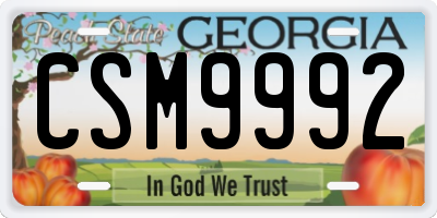 GA license plate CSM9992