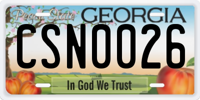 GA license plate CSN0026