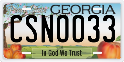 GA license plate CSN0033