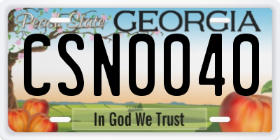 GA license plate CSN0040