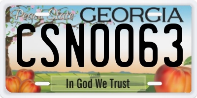 GA license plate CSN0063