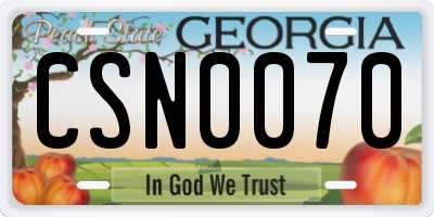 GA license plate CSN0070