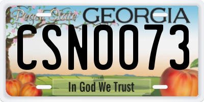GA license plate CSN0073