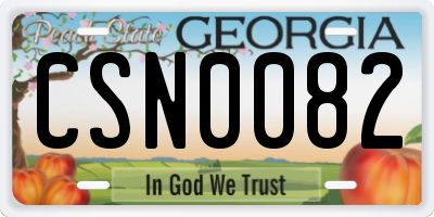 GA license plate CSN0082