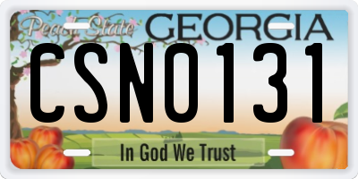 GA license plate CSN0131