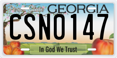 GA license plate CSN0147