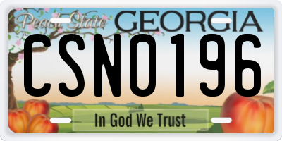 GA license plate CSN0196