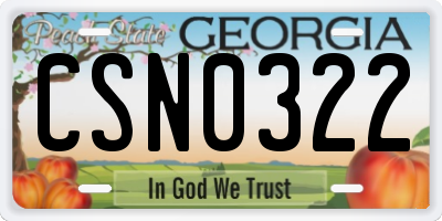 GA license plate CSN0322