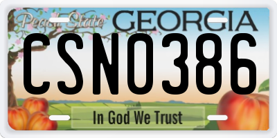 GA license plate CSN0386