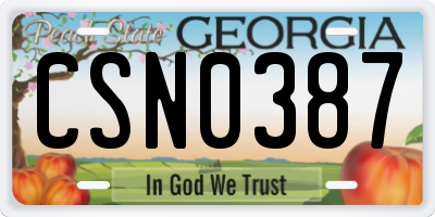 GA license plate CSN0387