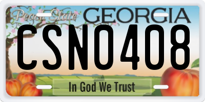GA license plate CSN0408