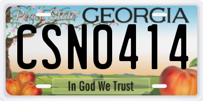GA license plate CSN0414