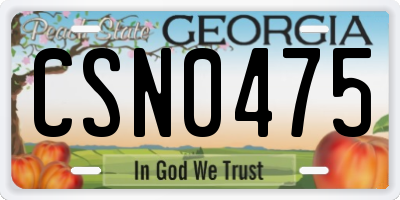 GA license plate CSN0475