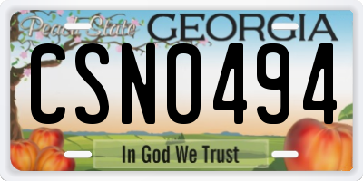 GA license plate CSN0494