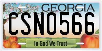GA license plate CSN0566