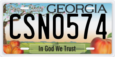GA license plate CSN0574
