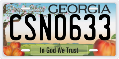 GA license plate CSN0633
