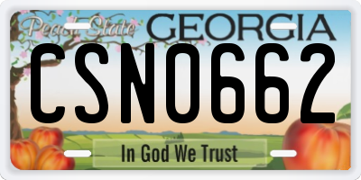 GA license plate CSN0662