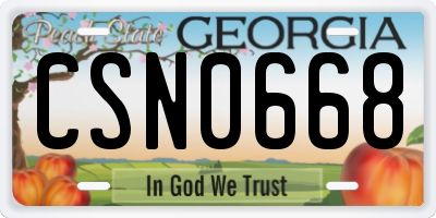 GA license plate CSN0668
