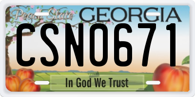 GA license plate CSN0671