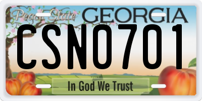 GA license plate CSN0701