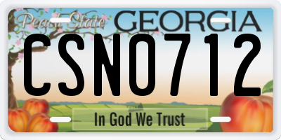 GA license plate CSN0712
