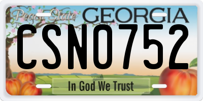 GA license plate CSN0752