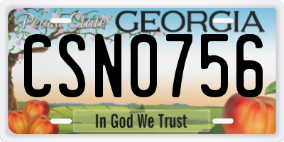 GA license plate CSN0756