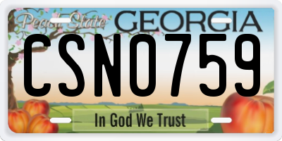 GA license plate CSN0759