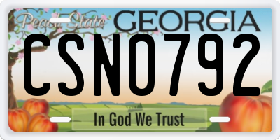 GA license plate CSN0792